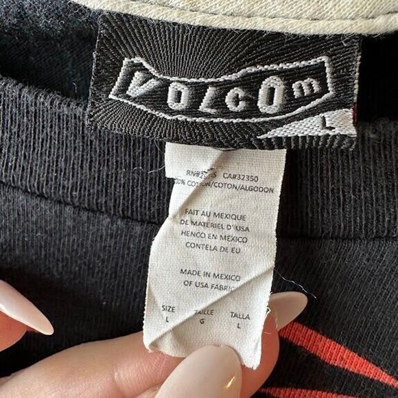 Volcom Palm Tree Print Mens Black Short Sleeve Tee Cotton Large Skater - Picture 2 of 3